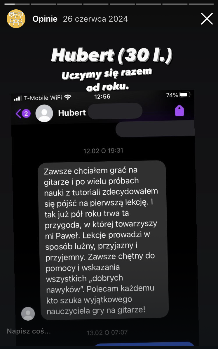 Opinia Huberta - nauka dobrych nawyków gry na gitarze